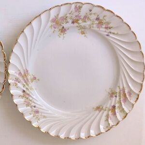 Vintage Germany Cottagecore Pale Roses Fluted Design Porcelain Plates